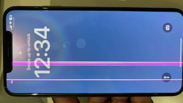 Common iPhone screen damage symptoms after a drop - flickering, green lines, ghost touch, and black spots