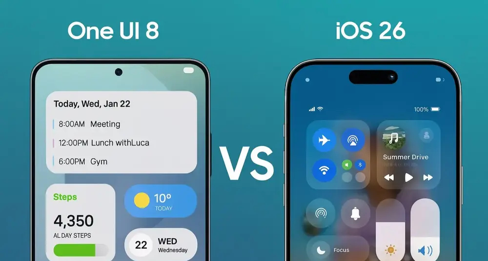 Samsung One UI 8 vs Apple iOS foldable multitasking comparison
