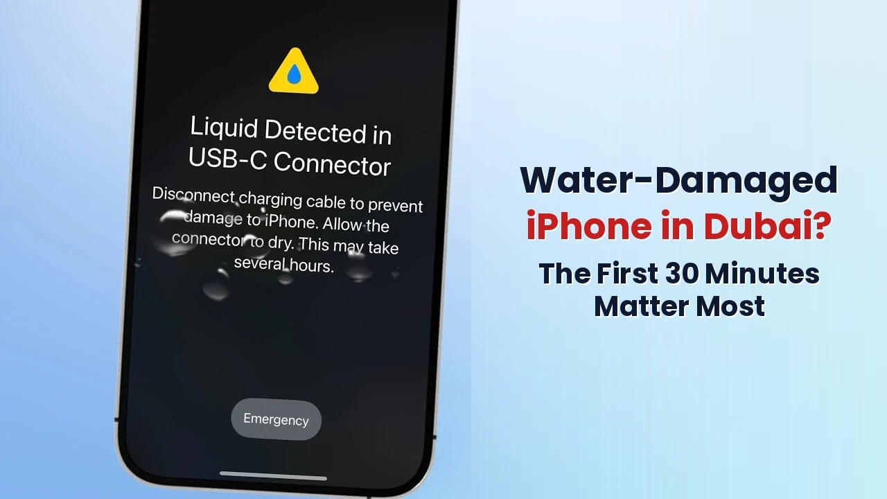 Water-damaged iPhone repair service at My Celcare JLT Dubai